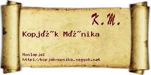 Kopják Mónika névjegykártya