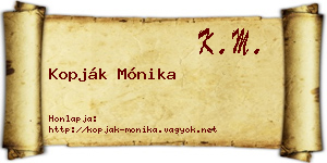Kopják Mónika névjegykártya